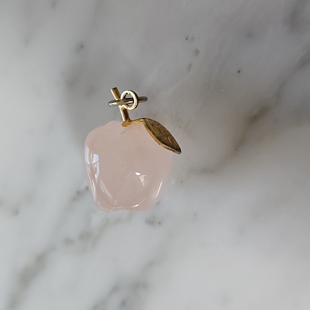 Adorable Rose Quartz Apple Pendant - Picture 2 of 6